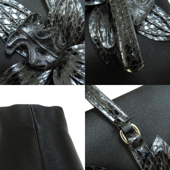 Gucci Mini Bag Flower Motif Handbag Satin Black - Picture 7 of 9